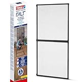 tesa Insect Stop FALT Tür - Faltbarer Alu-Rahmen mit Fliegengitter für Türen - mit verstellbarem Teleskoprahmen - Anthrazit - 80 cm x 170 cm bis 100x cm x 220 cm