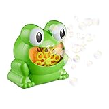 Relaxdays 10024940 Seifenblasenmaschine 'Frosch' 13cm, Seifenblasen für Kindergeburtstag und Hochzeit, Mini Bubble Machine, grün