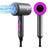 Ionen Föhn AC Motor 1800W Haartrockner, Slopehill Schnelltrocknen Hair Dryer, Salon Haarfön mit Heiß-/Kalttaste, 3 Fön Concentrators and Diffuser, 3 Temperatureinstellungen, 2-Gang (lila)