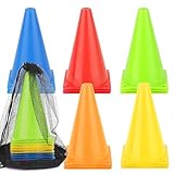 TNOMSNO 15 Stück Markierungskegel Fussball, Markierungskegel 18cm Fußball Training Kegel, Fußball Trainingshilfen, Pylonen für Kinder, Fußballsport, Reitsport (5 Farben)