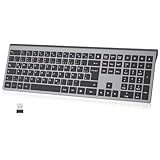 cimetech Kabellose Tastatur Kabellos Deutsches QWERTZ Layout Wireless Keyboard Wiederaufladbare Full Size Ultraslim 2,4G Funktastatur mit Multimedia-Tasten für PC, Computer, Notebook, Laptop, Windows