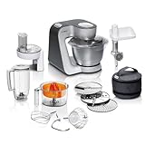 Bosch Küchenmaschine MUM5 Styline MUM56340, Schüssel 3,9 L, Mixer 1,25 L, Fleischwolf, Zitruspresse, Planetenrührwerk, Knethaken, Rührbesen, Durchlaufschnitzler, 3 Scheiben, 900 W, Anthrazit/Silber