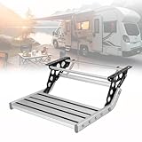 Kensbro Manuelle Wohnmobil Treppe, Alu Einzelschicht Wohnmobiltrittstufen mit Anti-Slip-Streifen, Wohnwagen Stufenbeschläge - Faltbar, Maximal Tragende 200 kg, für Wohnmobil Camper Van Reiseanhänger