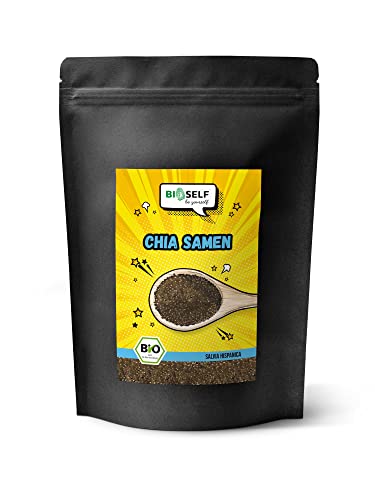 Bioself BIO Chia Samen, roh, schwarze Chia seeds, aus kontrolliert biologischem Anbau (500 gr)