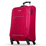 NOWI Sevilla Weichschalen Trolley L – Mittelgroßer Stoff Koffer 50L mit 4 Doppelrollen & Zahlenschloss | Leichter Reisekoffer für Damen & Herren (Bordeaux-Blau, L)