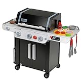 Theo Klein 9445 Weber Grill Genesis aus Holz inklusive Einsätze für Steak, Pizza oder Gemüse Mit Food-Attrappen und Grillbesteck Spielzeug für Kinder ab 3 Jahren