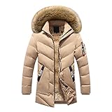 Generisch Herren Gesteppte Gepolsterte Vordere Kapuze mit Hoher Nackenjacke Winterjacke Übergangsjacke Herren Softshell Fahrradjacke Softshelljacke für Herren S