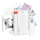 ORGBRO X3 Mini Thermodrucker, Klebebanddrucker ohne Tinte, Tragbare Fotodrucker, Kompatibel mit iOS und Android, Für Foto Drucke, Lernnotizen und Anatomiediagramme, Weiß