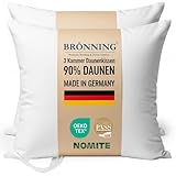 Brönning Made in Germany 2er Set Daunenkissen 80x80 cm - 3-Kammer Daunenkissen - Kopfkissen 80x80 90% Daunen & 10% Federn - Kissen ÖKO-TEX & Downpass (2X 80x80 cm)