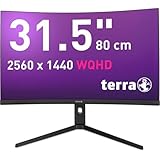 Terra 3285W HA 31,5' Curved Monitor – WQHD, VA, 180Hz, USB-C, HDMI, DisplayPort, HDR, FreeSync, Höhenverstellbar – Schwarz