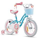 RoyalBaby Stargirl Kinderfahrrad Mädchen Fahrrad mit Stützräder Fahrrad 14 Zoll Blau