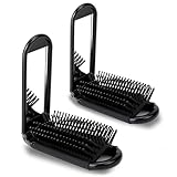 Mini Haarbürste, 2Stück Faltbare Haar Bürste Mit Spiegel Reisebürste Kleine Haarbürste Herren Haarbürste Damen Tragbare Haar Bürste Haarmassage-Kamm Klappbürste Wet Brush Haarbürste Für Frauen Mädchen