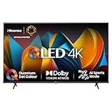 Hisense 43E7NQ 108 cm (43 Zoll) Fernseher, 4K UHD, QLED, HDR10, HDR10+ decoding, HLG, Dolby Vision Atmos, 60Hz Panel, Smooth Motion, Bluetooth, Alexa Built-in, VIDAA Voice, Schwarz [2024]