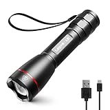 LE LED Taschenlampe Aufladbar USB, Extrem Hell 15000 Lux OSRAM P9 Taschenlampen, IPX4 Wasserdicht Zoombare Handlampe mit 5 Modi, Wiederaufladbare Taktische Taschenlampe für Camping, Outdoor, Wandern