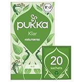 Pukka Tee, Bio Kräutertee 'Klar',Fenchel, Aloe Vera, Pfefferminze, Löwenzahn und Brennnessel, Für ein inneres Strahlen, 1er Pack, 20 Teebeutel
