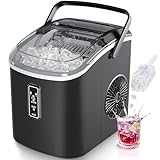 EUHOMY Eiswürfelmaschine für zu Hause: 9 Würfel in 6 Minuten, selbstreinigende Eismaschine, 12 kg/24 Stunden, 2 Eiswürfelgrößen, mit Griff/Schaufel/Korb, schwarz