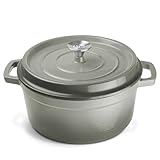 OTTIA Gusseisen Topf, 3fach Emaille, 26cm groß, 5 Liter mit eBook. Bräter, Cocotte, Schmortopf mit Deckel, für Induktion, alle Herde, Ofen, emailliert, Brottopf, Brotbacktopf. Aus Hamburg