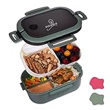 Picnico Lunchbox mit Fächer - 1200ml mit Löffel und Gabel - auslaufsichere Brotdose mit 2 Etagen