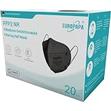 EUROPAPA 20x FFP2 Schwarz Maske Atemschutzmaske 5-Lagen Staubschutzmasken hygienisch einzelverpackt Stelle zertifiziert EN149:2001+A1:2009 Mundschutzmaske EU2016/425