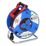 Brennenstuhl Garant IP44 Kabeltrommel (50m, Spezialkunststoff, kurzfristiger Einsatz im Außenbereich, Made in Germany) blau