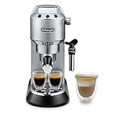 De'Longhi Dedica Style EC 685.M – Espresso Siebträgermaschine, Espressomaschine mit professionellem Milchaufschäumer, nur 15 cm breit, für Kaffeepulver oder ESE Pads, 1 l Wassertank, silber