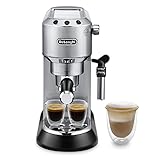 De'Longhi Dedica Style EC 685.M – Espresso Siebträgermaschine, Espressomaschine mit professionellem Milchaufschäumer, nur 15 cm breit, für Kaffeepulver oder ESE Pads, 1 l Wassertank, silber