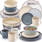 SÄNGER Bombay Moonlight | Kombiservice 20 teilig, Steingut Geschirr 4 Personen, 4x Speiseteller 4x Dessertteller 4x Schalen 4x Pastateller 4x Kaffeebecher, Teller Set bunt | VALUE COLLECTION