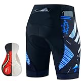 Fahrradhose Herren Mit Sitzpolster Radlerhose Gepolstert Elastische Radhose Kurz Mit 3 Taschen Atmungsaktiv Radunterhose Schnelltrockende, Fahrradbekleidung Herren, Rennrad Hose Herren E,XXL