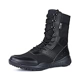 LUDEY Leichtgewicht Einsatzstiefel Herren Militär Stiefel Springerstiefel Bequem Kampfstiefel Verschleißfest Security Boots Wasserdicht Wanderstiefel Schwarz 47EU