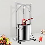 22L Hydraulik Fruchtpresse, 3T Druck Weinpresse Manuell Obstweinpresse Gemüsepresse Beerenpresse Saftpresse Multifunktions-Edelstahl-Entsafter mit Filtern-Weinpresse für das Pressen von Honig Gemüse
