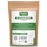 D-Mannose Pulver 250g - D Mannose Pulver in Deutschland abgefüllt & laborgeprüft, 125 Tage Versorgung- Natürlich, Vegan - Extra Dosierlöffel - RAIBU