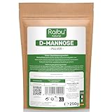 RAIBU D-Mannose Pulver 250g - D Mannose Pulver in Deutschland abgefüllt & Laborgeprüft - Natürlich, Vegan - Extra Dosierlöffel von Raibu