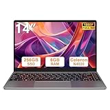 bvate Laptop 14 Zoll Win11 256GB SSD Unterstützung 1TB Notebook Celeron N4020(bis2.8GHz) 1080p WiFi BT4.2 Deutscher Tastaturschutz und kabellose Maus-Grau