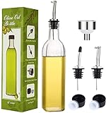 AOZITA Ölflasche Glas flaschen 500ml, Olivenöl Flasche mit Trichter Auslaufsicher, Aufkleber und Tropffrei Ölspender für BBQ, Grillen, Kochen