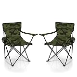 BigDean 2X Faltstuhl Tarnmuster Camouflage Campingstuhl Anglerstuhl mit Getränkehalter & Tragetasche - Anglersessel klappbar - Klappstuhl Gartenstuhl Faltstuhl Relaxsessel Angelsessel faltbar