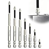 7 Stück High Magnetic Screwdriver Drill Bit Set,Hochmagnetisches Schraubendreher Bit Set,Anti-Rutsch Phillips Bits für Elektrobohrer (25-150mm), Präzises Arbeiten für Handwerker & Heimwerker