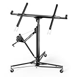 Wiltec XXL Plattenheber bis max. 68 kg, Höhe 140-350 cm, max. Breite 2,90 m, Trockenbau Montagehilfe 1-Mann-Bedienung, 3 Räder mit Feststellbremse, schwarz