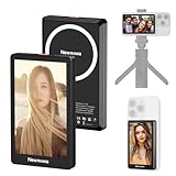 Newmowa Schwarzer magnetischer Telefon Vlog Selfie Monitorbildschirm,1080P Drahtlosaufnahme,Telefon Rückkamera für Selfie Vlog TikTok Livestream,Kompatibel mit iPhone(Support 4k 30fps Wired Recording)