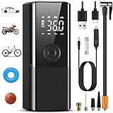 Elektrische Luftpumpe-Akku Luftpumpe Kompressor Akku Pump Electric 150PSI 6000mAh Tragbarer Akku Kompressor mit Digitale LCD-Bildschirm Pressure Gauge Mini Fahrradpumpe Elektrisch für Auto(Black)