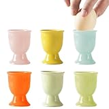 Srcasy 6 Stück Eierbecher Porzellan, Eierständer Frühstück Egg-Cup Eierhalter Brunch, Geeignete Eierbecher Für Die Mahlzeit, Bunte Keramik-Eierbecher Für Zuhause Zum Verschenken