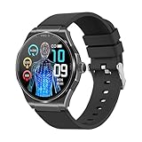 Knauermann PRO 3 (2024) Schwarz - Gesundheitsuhr Smartwatch mit Telefoniefunktion - EKG + HRV und SOS Funktion - AMOLED Display- BT Bluetooth - Schlafapnoe - Silikonband Schwarz, 14-24, rund