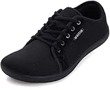 WHITIN Herren Damen Knit Barfußschuhe Barfussschuhe Barfuss Schuhe Barfuß Sneaker Barefoot Shoes Minimalschuhe Breite Weit Wide Zehenschuhe Sommer Schwarz 43 EU