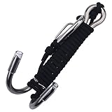 VGEBY Riffhaken Tauchen, Edelstahl Riffhaken mit Karabiner und Seil Reef Hook Diving Doppelhaken für Tauchen (Farbe : Schwarz)