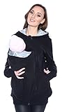 Mija - 3in1 Tragejacke, Umstandsjacke/Fleece Tragepullover für Tragetuch für Babytrage 4018A (XL / 42, Schwarz)