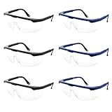 PIWOSGOL 6er Pack Schutzbrillen für Arbeitsschutz - Transparente Augenschutzbrillen für Labor, auch für Brillenträger Geeignet - Herren Sicherheitsbrillen