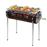 Barbecue-Grill, tragbare Heimküche für Grillen im Freien, zusammenklappbares Picknick-Regal, stabiler und langlebiger Holzkohlegrill, 70 x 65 x 36,5 cm