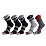 5 Paar Herren-Socken mit kurzen Zehen, reine Baumwolle, gestreift, Business-Vintage-Stil, schweißabsorbierend, weich, elastisch, Partykleid, 5-Finger-Socken ( Color : 3black1grey1dark , Size : EU39-44