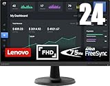 Lenovo D24-45 | 23,8' Full HD Monitor | 1920x1080 | 75Hz | 250 nits | 4ms Reaktionszeit | VA-Panel | HDMI | VGA | AMD Radeon FreeSync | entspiegelt | 4,6kg | schwarz