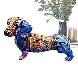 Welpen-Skulptur – Hundefiguren, Heimdekoration, abstrakte Dackel, bunte Statue, Hundestatue, Graffiti-Tierkunstfiguren, Heimdekoration, Dekoration