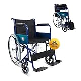 Mobiclinic®, Faltrollstuhl, Alcázar, Europäische marke, Sitz 46 cm, Manuelle bremse, Feste armlehnen und klappbare fußstützen, Farbe: blau/schwarz